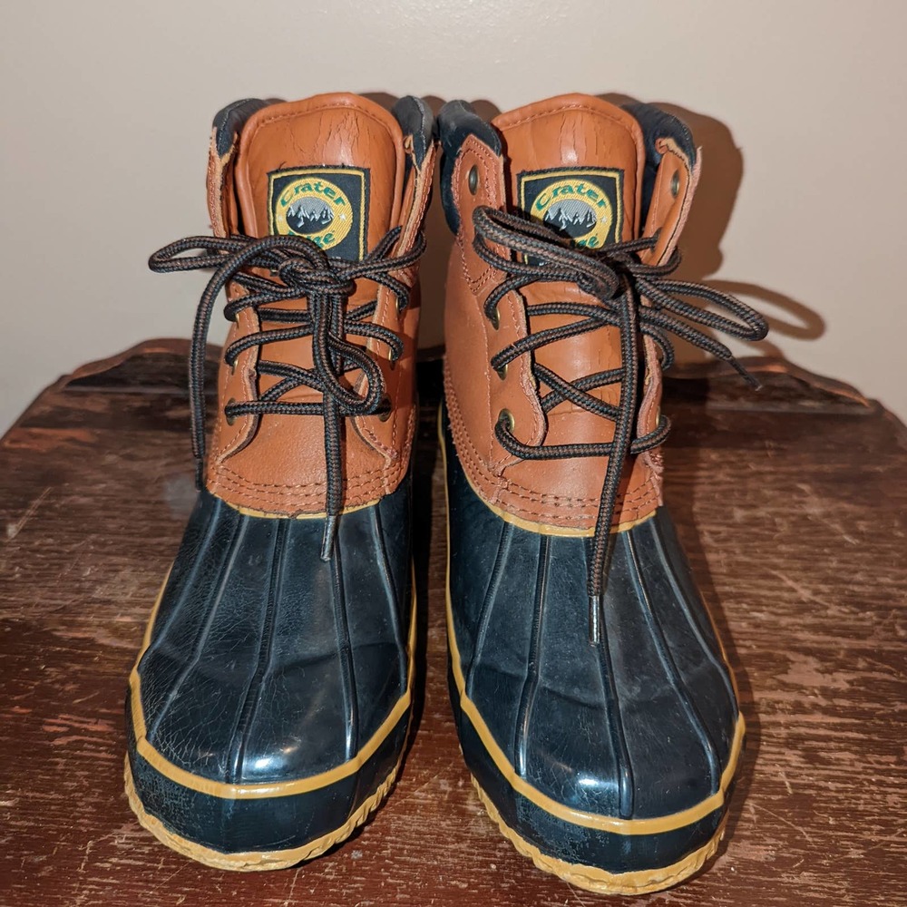 Crater Ridge Waterproof Brown Leather Black Rubber Duck Boots Muck Men size 8